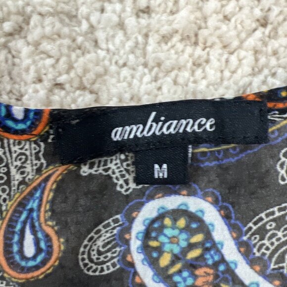 Ambiance Womans Top M Flowy Boho Racerback Tank Top Sleeveless Sheer - Picture 9 of 11